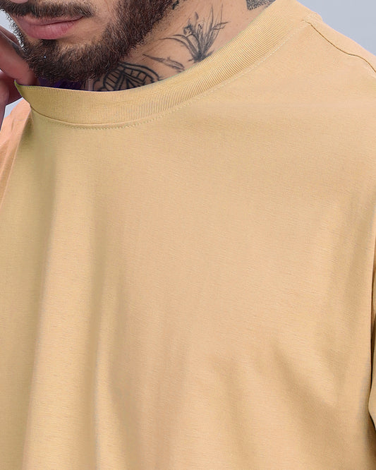 BEIGE SOLID OVERSIZED T-SHIRT