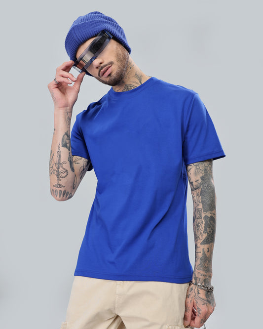 ROYAL BLUE SOLID REGULAR FIT T-SHIRT