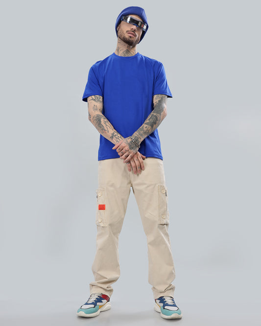 ROYAL BLUE SOLID REGULAR FIT T-SHIRT