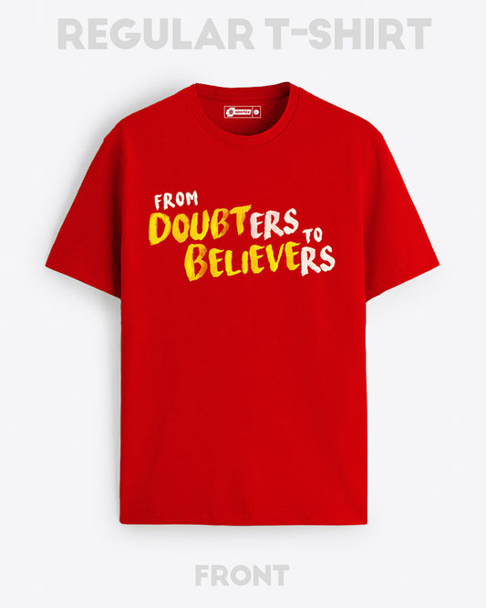 FROM DOUBTERS TO BELIEVERS TEXT T-SHIRT