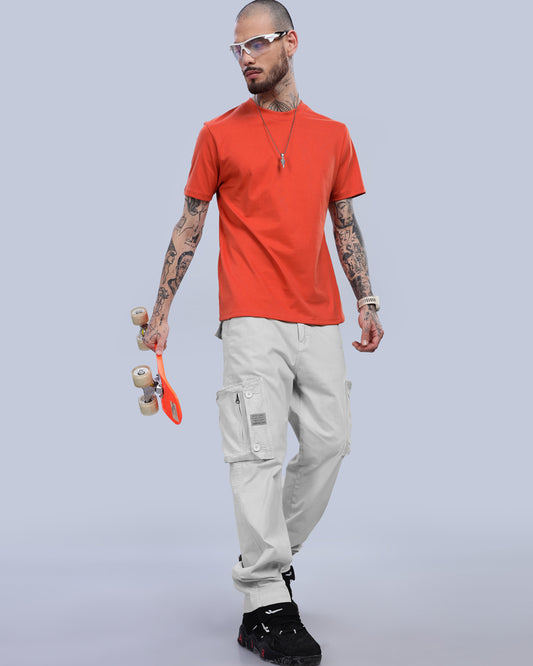 ORANGE SOLID REGULAR FIT T-SHIRT