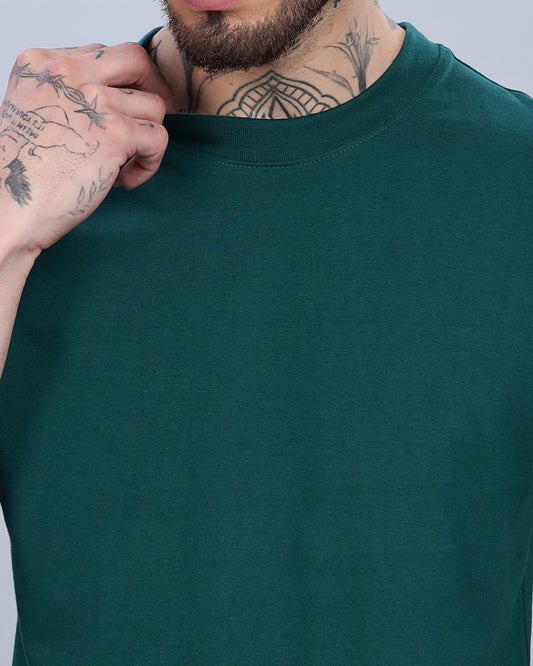 GREEN SOLID REGULAR FIT T-SHIRT