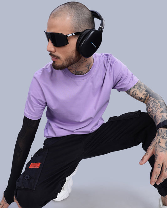 LAVENDER SOLID REGULAR FIT T-SHIRT