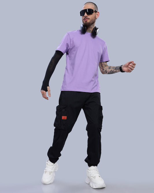 LAVENDER SOLID REGULAR FIT T-SHIRT