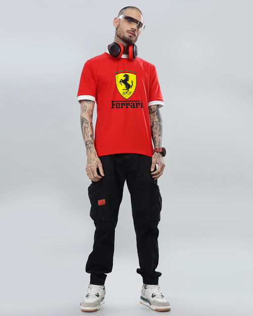 FERRARI LOGO CONTRAST T-SHIRT